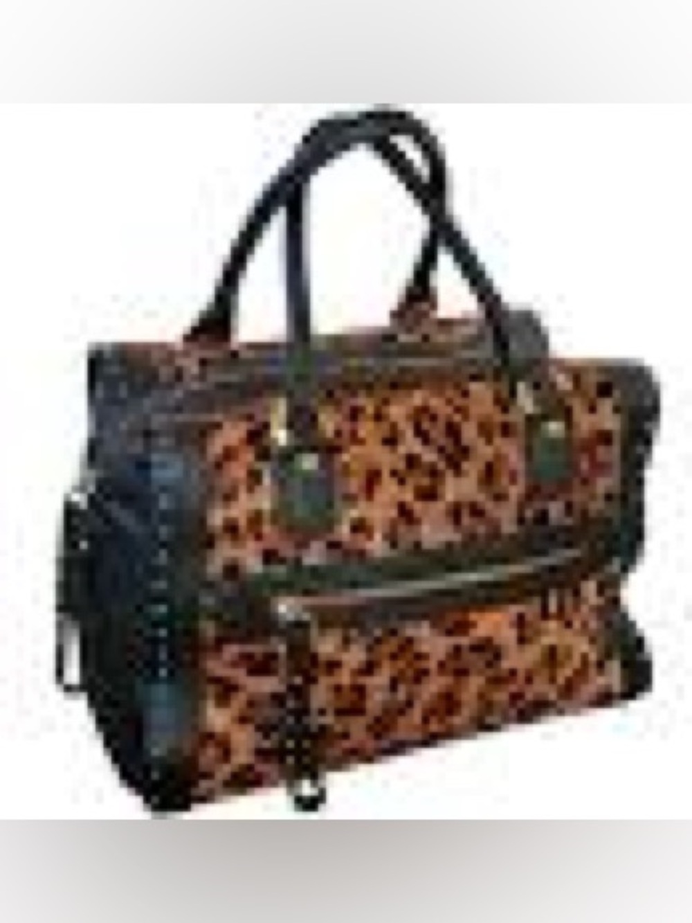 Leopard Print Calf Hair Handbag with Shoulder Strap